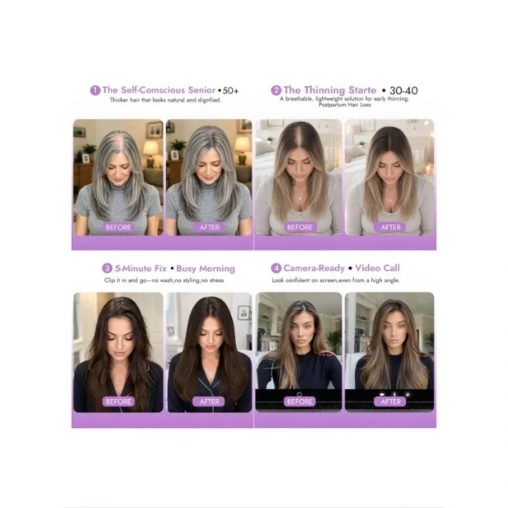 Eawwii 18 In Synthetic Hair Topper Dark Brown Clip In Volume Piece Curtain Bangs
